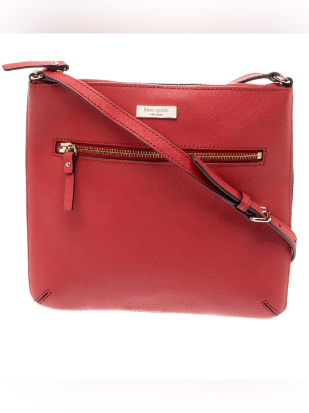kate spade Red Leather Crossbody with Front Zip Pocket